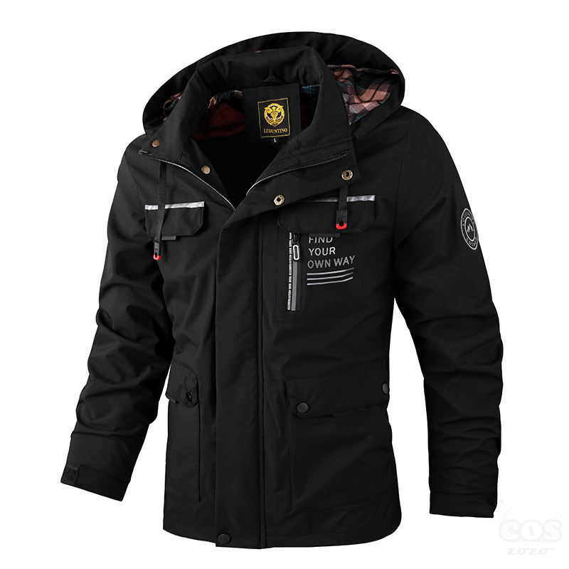 品質のいい新品 ジャケット ファッション カジュアル 配色 プリント 切り替え フード付き 秋冬 メンズ ジャケット