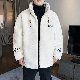 着回し力抜群 綿コート ファッション カジュアル ラムフリース 配色 アルファベット プリント スタンドネック 秋冬 メンズ 綿コート