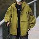 ジャケットファッションカジュアル韓国ファッション オシャレ 服長袖一般一般フード付きジッパーファスナーポケット付きアルファベットプリント