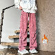 カジュアルパンツシンプルファッションカジュアル韓国ファッション オシャレ 服メンズプリントボウタイ切り替えレギュラーウエストロング丈アルファベット配色