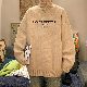 4色展開 セーター ファッション カジュアル レトロ 配色 プリント 切り替え ハイネック 秋冬 メンズ セーター