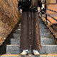 カジュアルパンツなしロング丈秋冬韓国ファッション オシャレ 服シンプルレギュラーウエスト無地その他