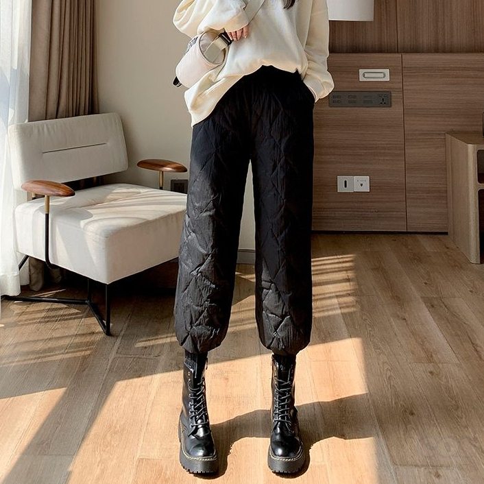 カジュアルパンツシンプルファッション韓国ファッション オシャレ 服大きめのサイズ感レディーススリットハイウエストロング丈無地ビックシルエット骨格ナチュラル体型をカバー防寒柔軟加工