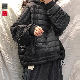 綿コートカジュアル韓国ファッション オシャレ 服大きめのサイズ感レディース長袖一般一般フード付きプルオーバーボウタイ無地クローズドバックビックシルエット骨格ナチュラル防寒