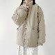 綿コート韓国ファッション オシャレ 服ファッション長袖無地ポケット付きシンプルレディースポリエステルジッパー冬  服スタンドネック一般一般