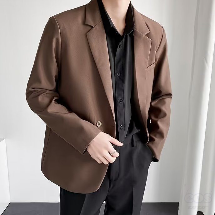 スーツシンプルファッション韓国ファッション オシャレ 服春 服秋  服メンズポリエステル長袖一般一般ボタンボタン無地