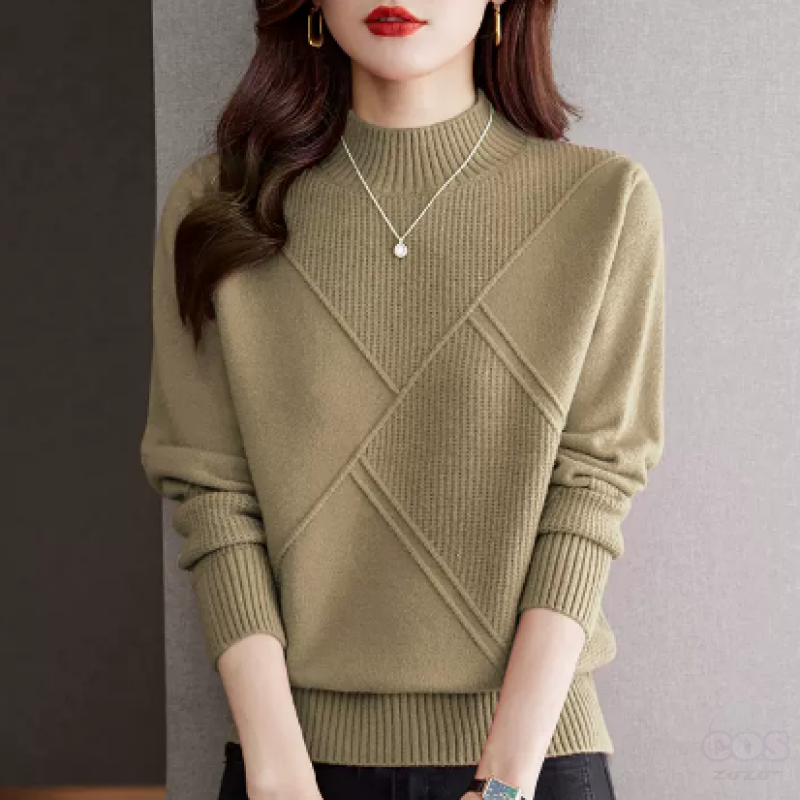 【女性大人気】セーター レディースファッション 韓国ファッション 長袖 ハーフネック プルオーバー 無地