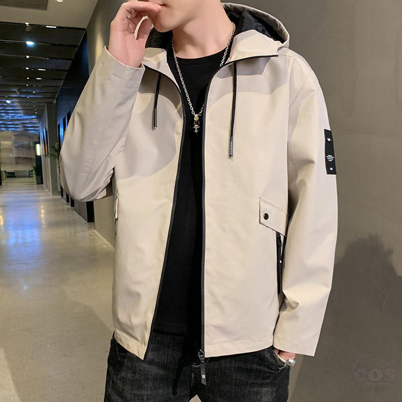 ジャケットシンプル韓国ファッション オシャレ 服長袖一般フード付き無地