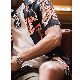 【Designer Pick】シャツ ファッション カジュアル レトロ 韓国ファッション オシャレ 服 夏 服 メンズ ポリエステル 半袖 一般 折り襟 シングルブレスト 切り替え プリント 配色 プリント 動物柄