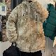 綿コート・ダウンジャケット 絞り染め ストリート系 ファスナー 韓国ファッション オシャレ 服 長袖 配色 ラムウール フード付き 冬  服 ジッパー 秋  服 フェイクファー メンズ