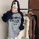 Ｔシャツ・POLOシャツキュートカジュアル韓国ファッション オシャレ 服長袖一般ラウンドネックプリント配色
