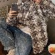 シャツシンプル韓国ファッション オシャレ 服春秋レディースポリエステル長袖一般一般折り襟シングルブレストベージュブルー切り替え20~40代チェック柄