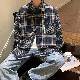 シャツシンプル韓国ファッション オシャレ 服春秋レディースポリエステル長袖一般一般折り襟シングルブレストベージュブルー切り替え20~40代チェック柄