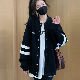 ジャケット シンプル 韓国ファッション オシャレ 服 春秋 ぴったりしたサイズ感 レディース ポリエステル 長袖 一般 ショート丈 スタンドネック ジッパー なし 配色 クローズドバック きれいIライン 骨格ナチュラル 体型をカバー 柔軟加工