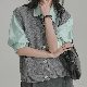 ベストシンプル韓国ファッション オシャレ 服ノースリーブVネックシングルブレストボタン無地